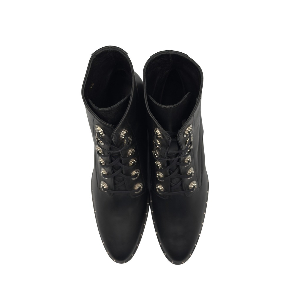 Freda Salvador Lace Up Boots Women 8.5 Black Excellent Leather Block Heel Studs